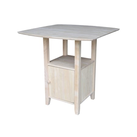 International Concepts Rectangle Dual Drop Leaf Bistro Table, Bar Height, with Storage, Unfinished, 20 W, 38 L, 36 in H T-3638DPG
